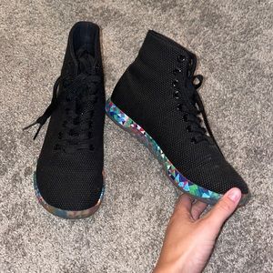 No bull project black and multicolor sole high tops